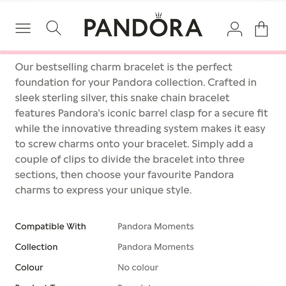 Pandora Moments 925 sterling silver snake chain classic charm bracelet EUC! - Picture 3 of 10